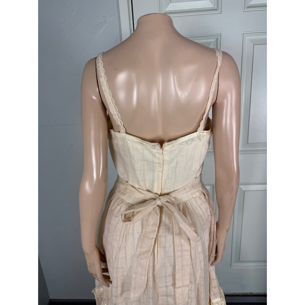 Vintage 70s Gunne Sax Dress 13 Prairie Floral Lace Cottage Bohemian Cream U24 - Picture 5 of 8